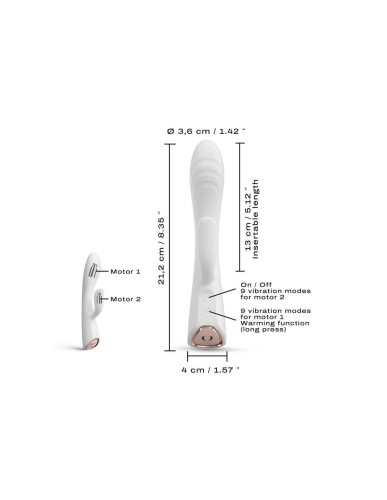 Dorcel Flexi Rabbit -  гибкий вибратор-кролик с нагревом, 21,2 см (белый)